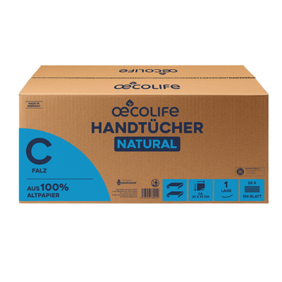 oecolife Handtücher Recycling 1-lagig C-Falz klein